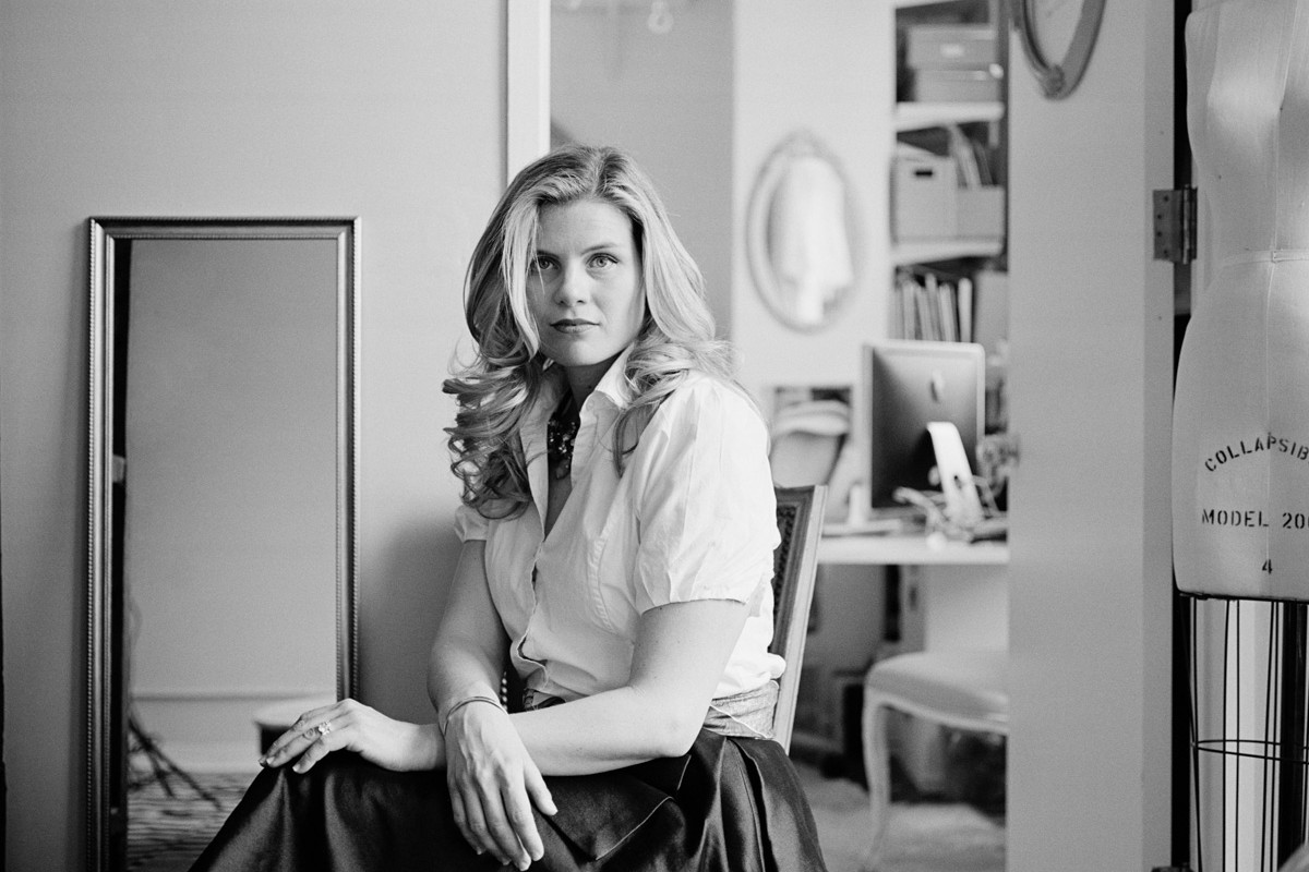 Mamiya Black and white portraits of wedding fashion stylist & founder The Stylish Bride Julie Sabatino in her Manhattan studio Financial TImes London