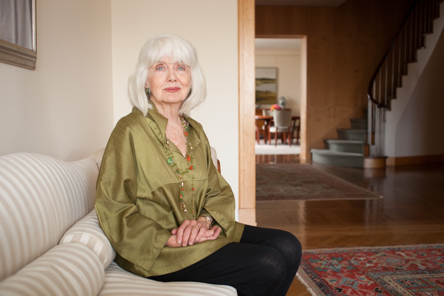 Portrait of Elizabeth Barlow Rogers, landscape designer, preservationist and writer of books about Central Park and more, at home. Upper West Side, Manhattan, NYC