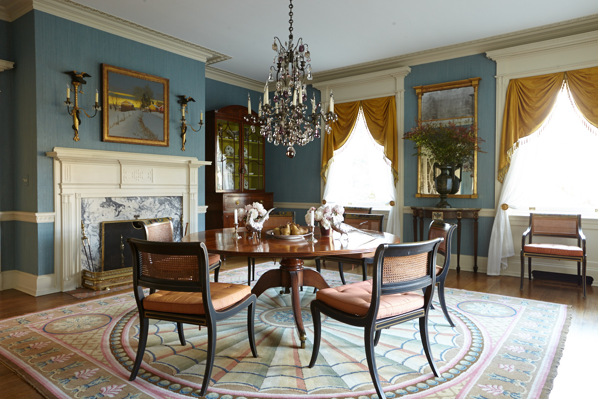 Interior Photography of Gorgeous Dining Room and Chandelier in Victorian Home Delaware